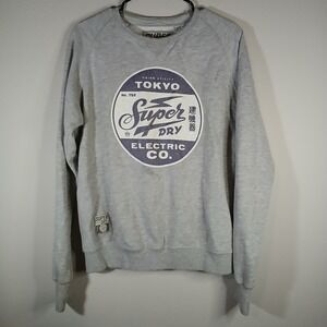 Superdry Tokyo Electric Co. Grey‎ Sweatshirt Size Large L MensGray Purple BA16
